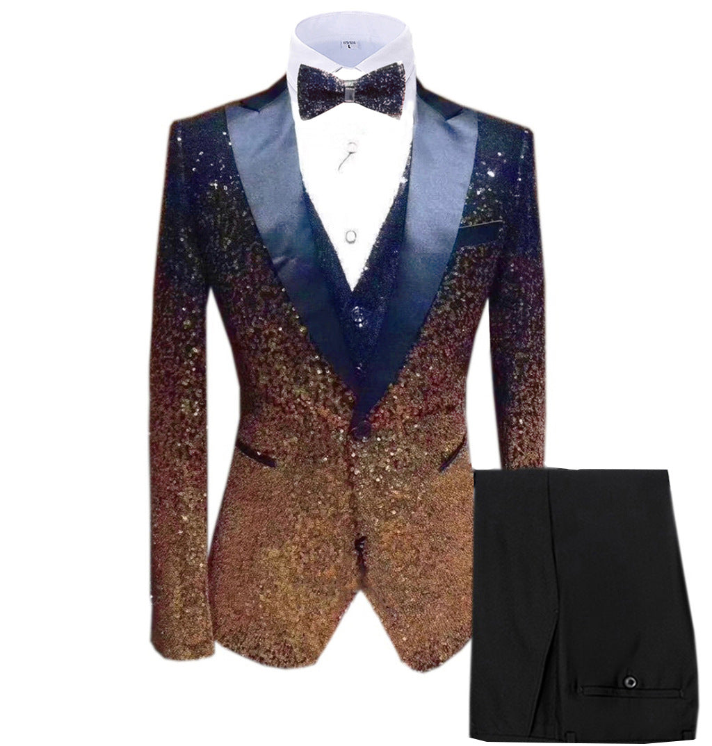 Ensemble trois pièces de costume à paillettes pour hommes