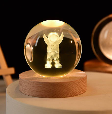 Lysande Galaxy Crystal Ball Dekoration 3D Laser Inre Carving
