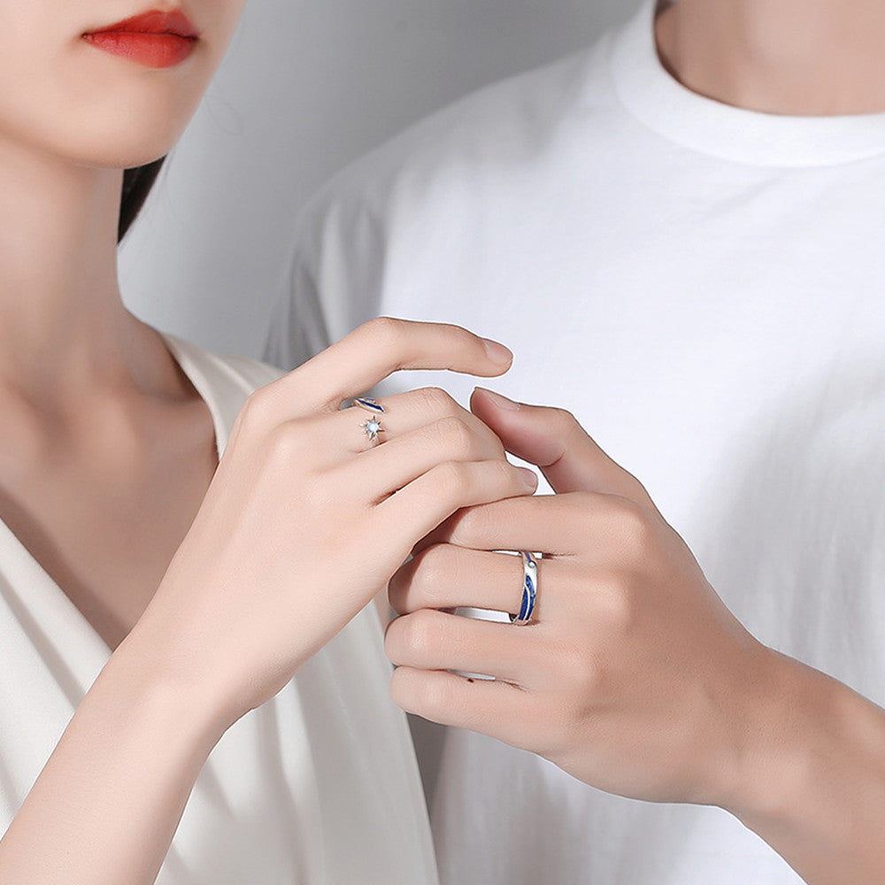 Fashion All Match Sterling Silver Par Ringar för män och kvinnor