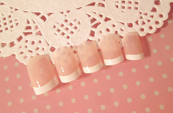 Professional French Long Nail Patches - Normal Specifications | Finished Nail Art Effect