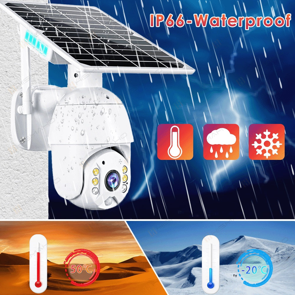 4G SIM-kortsäkerhetsskydd LTE-kamera 1080P IP WIFI Trådlös Smart Home CAM 8W Solpanel Batteri utomhus natt visuon
