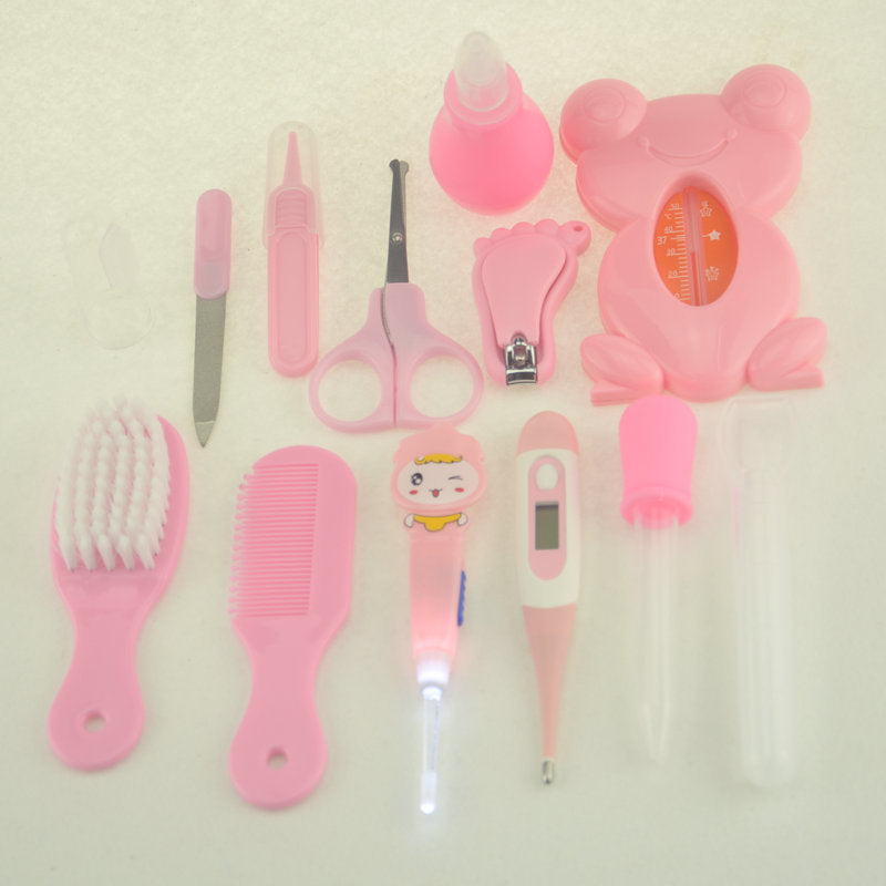 Roadfisher Newborn Baby Care Kit - 13cs Pink Blue Compact Lightweight | Safety Scissors Thermometer Grooming