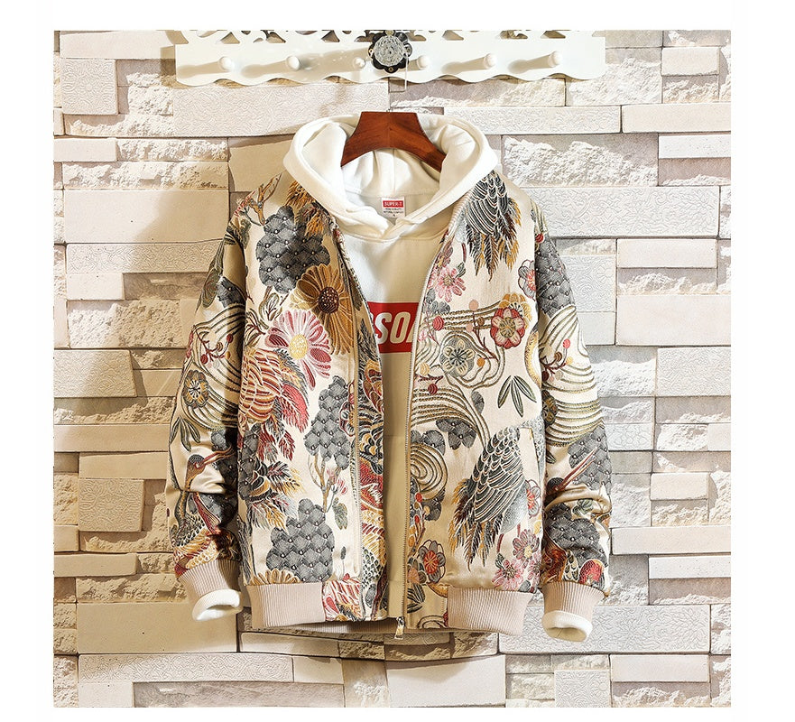 Spring and Autumn New Jacket Men Windproof Full Embroidery Men's Baseball Collar Coat Large Size Shirt Tide Men's Clothing
