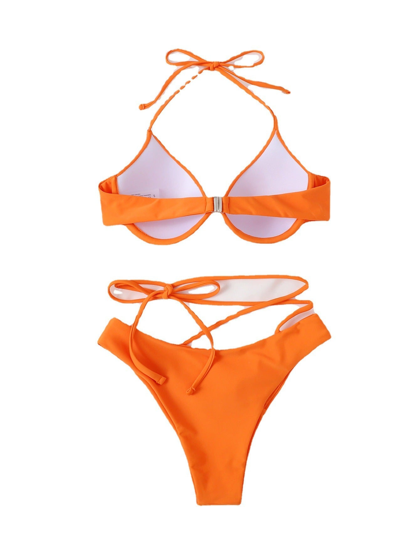 Professional New Split Bikini Set For Women - Nylon Construction (Solid Color, Orange, S-L, UV-Protective Fabric, Adjustable Straps)