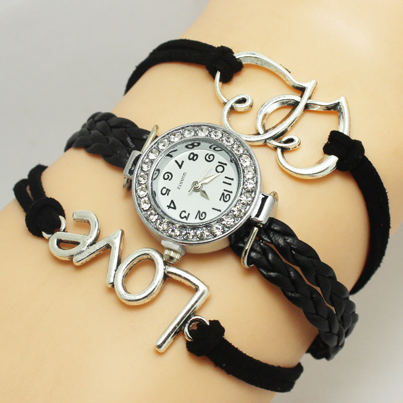 Alloy Love Double Heart-Shaped Love Woven Multi-Layer Watch - Stylish Functional Exquisite Unique Elegant Durable Statement