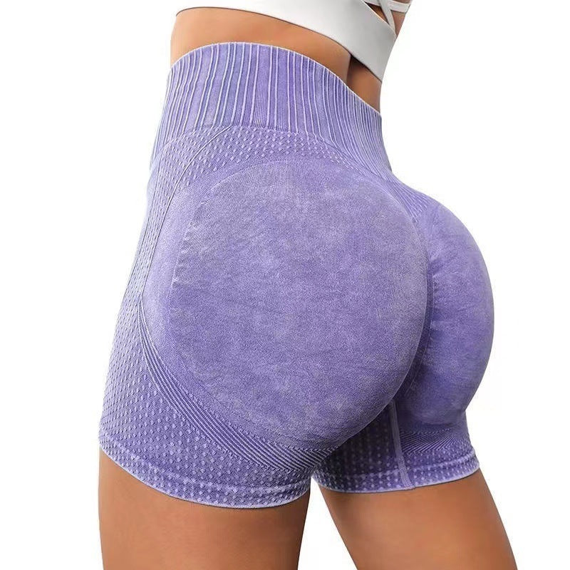Höftlyftande träningsbyxor med hög midja Enfärgad Snabbtorkande Tight Löpning Sport Yoga Shorts Dam