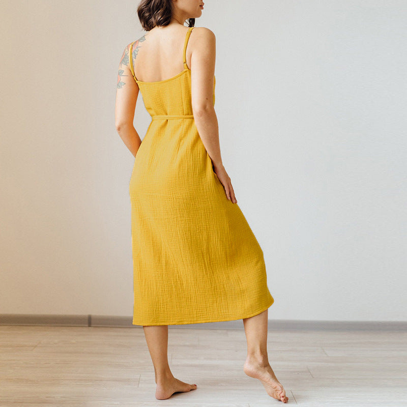 Petite robe longue fendue au dos ouvert pour femme