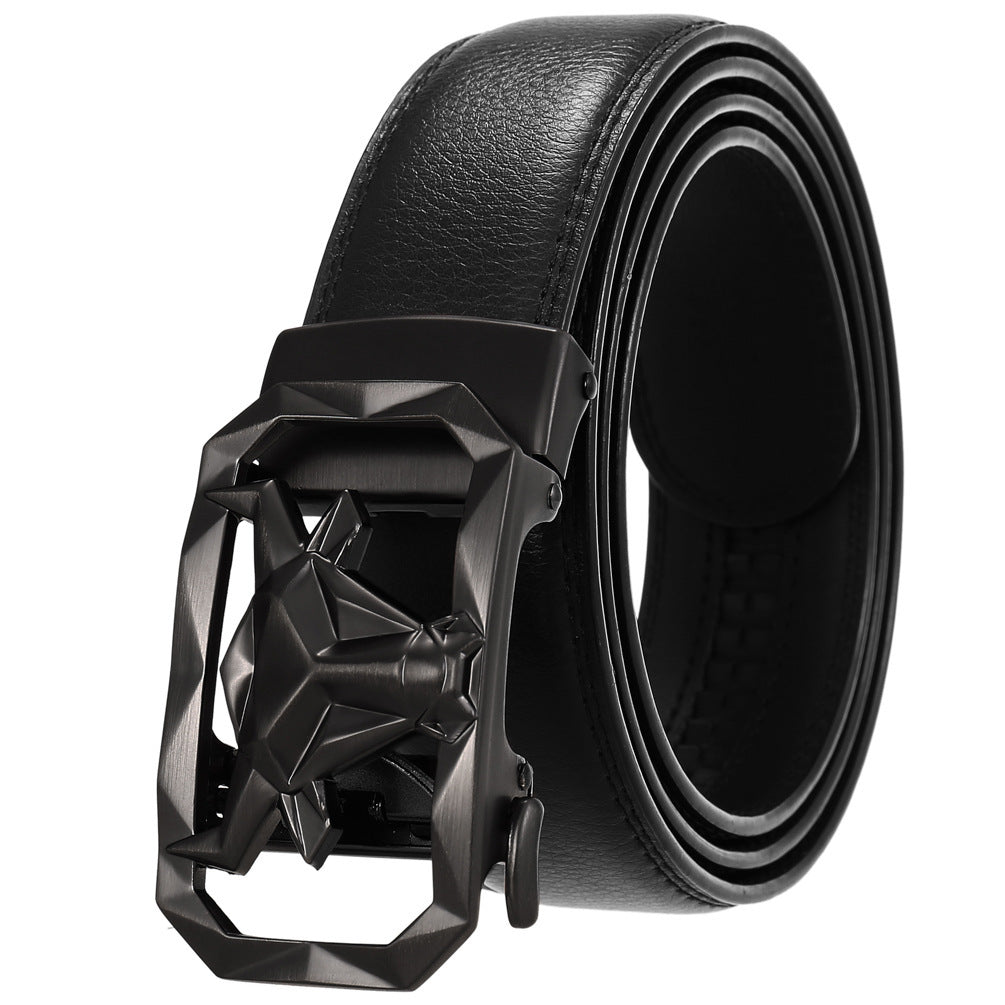 Men's Fashion Leather Belt Alloy Automatic Buckle - Style Versatility
