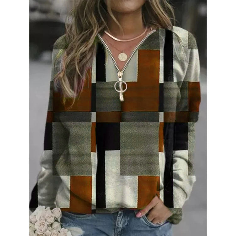 Stylish Women's Tops - Checkered Sweaters & Fleece Jackets
