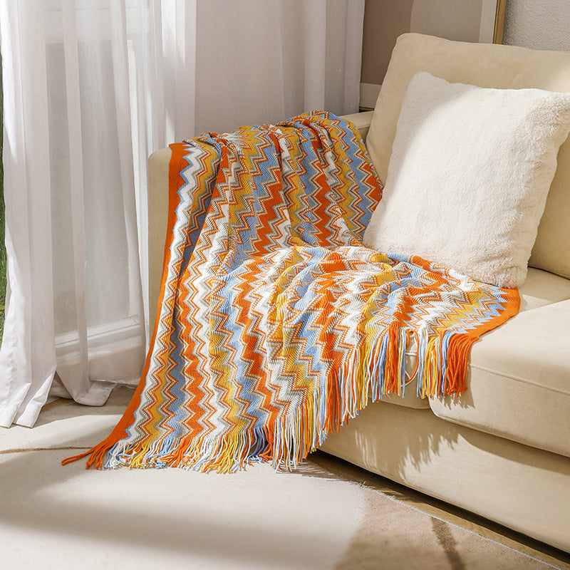 Couverture tricotée pour sieste de bureau bohème