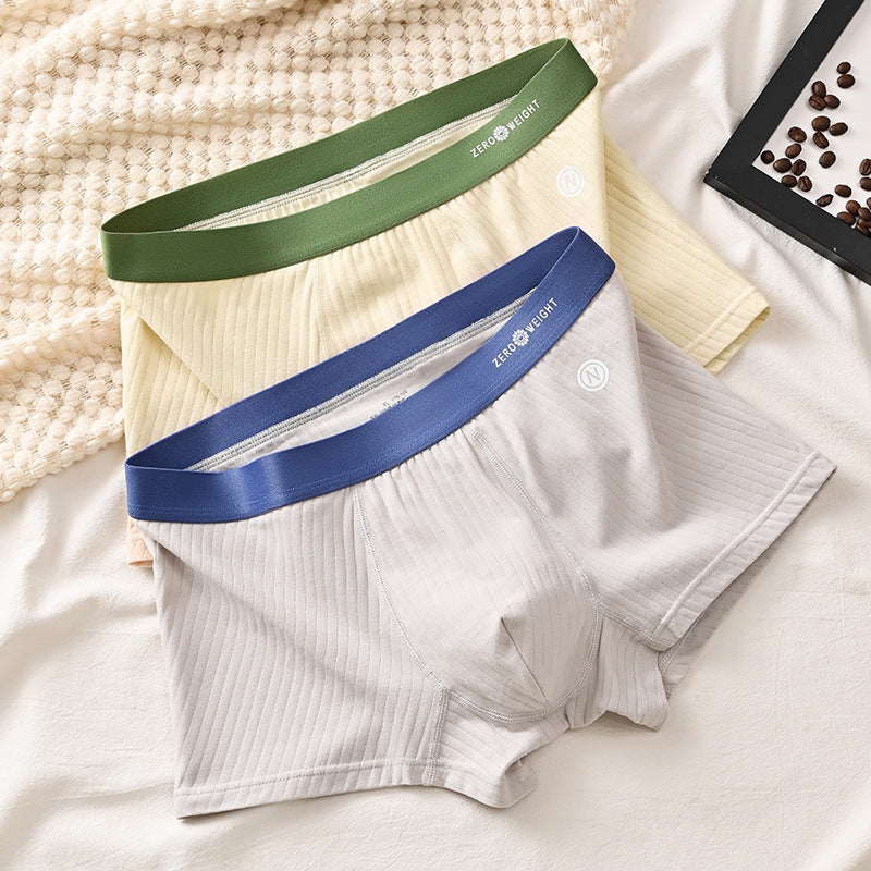 Striped Purified Cotton Men's Underwear Mid-waist Contrast Color