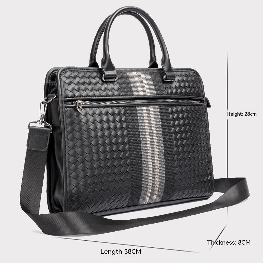 Sömmar Vävd Business Casual Portfölj Herr axel Crossbody datorväska