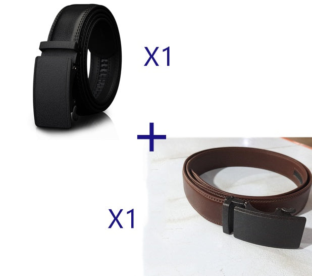 Men's Automatic Buckle Two-Layer Cowhide Belt - Reinforced Security