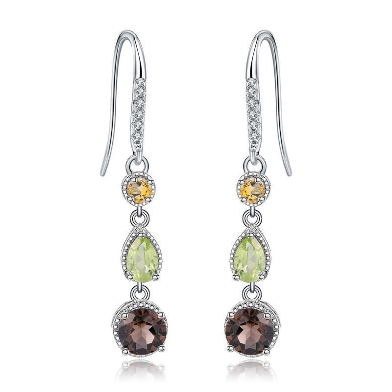 Fashionabla Elegant Natural Gemstone Örhängen S925 Silver