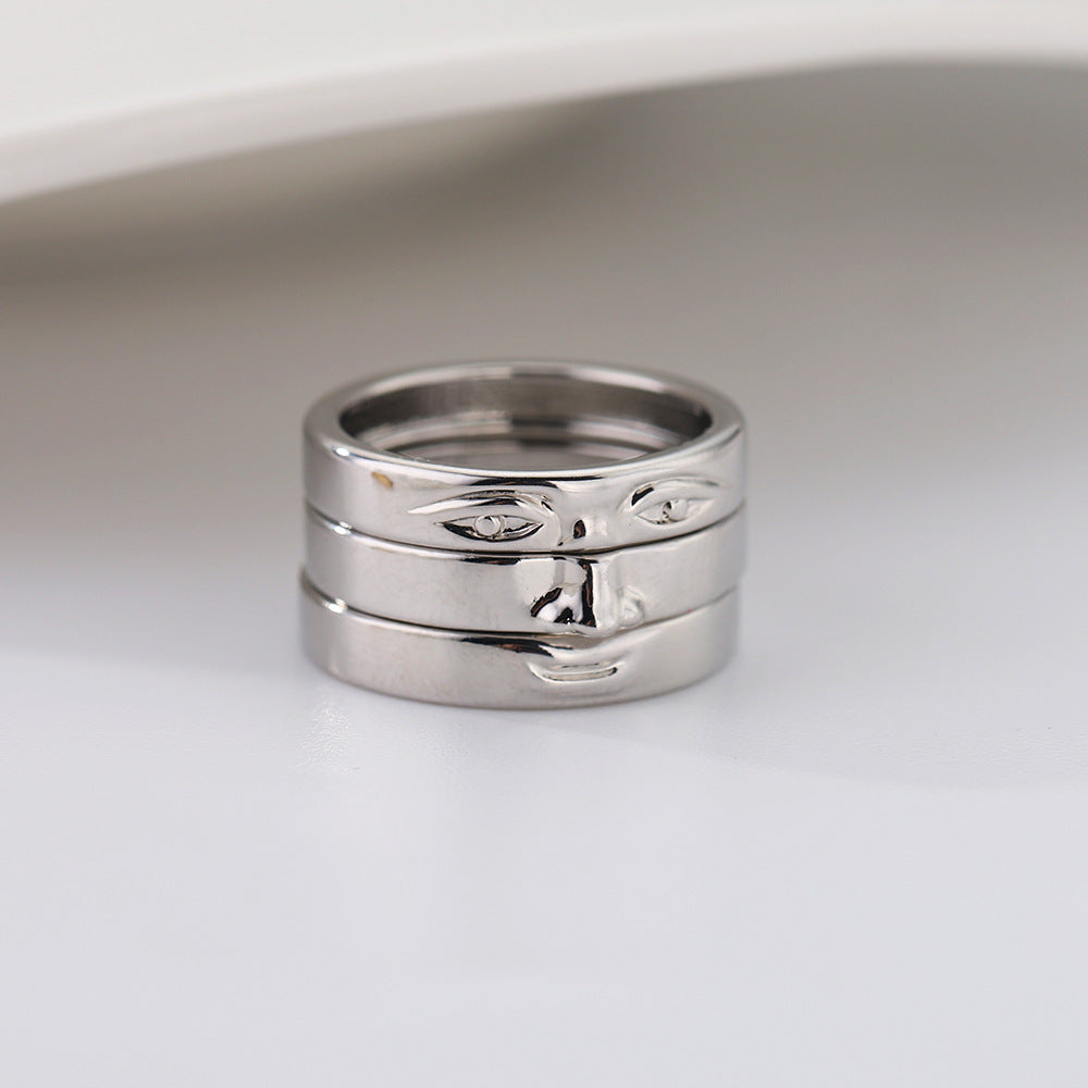 Bague à visage touchant, nouveau design de niche