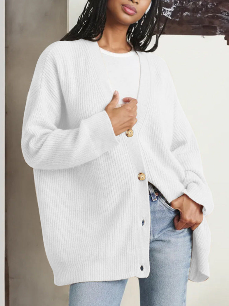 Stylish Solid Color Cardigan Sweater Coat for Women