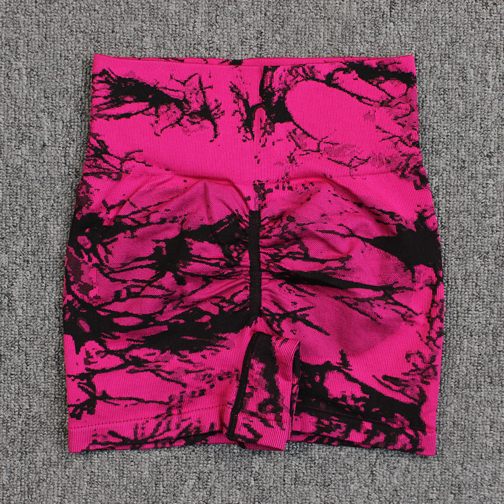 Pantalon de Yoga imprimé Tie-dye, short de Fitness à séchage rapide, Sexy, taille haute, Leggings de levage des hanches, pour femmes, été