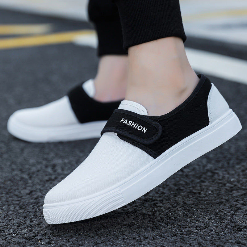 Chaussures plates en toile Baskets décontractées Velcro pour hommes