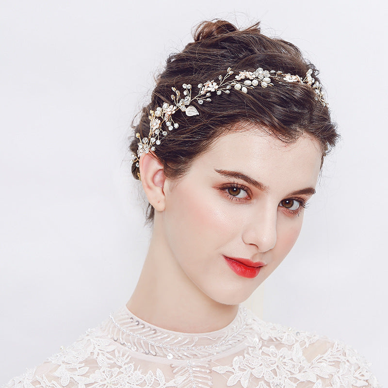 Pearl Handmade Headband - Elegant Alloy Flower Design
