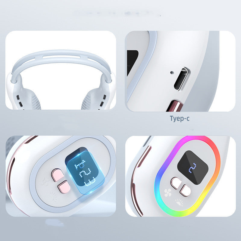 Tyst Mini USB Bladlös Atmosfärsbelysning Hängande Halsfläkt Sommarprylar