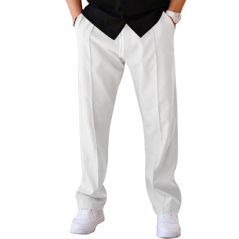 Herrbyxor Sport Casual Lösa Raka Byxor Med Dragsko Design Kläder
