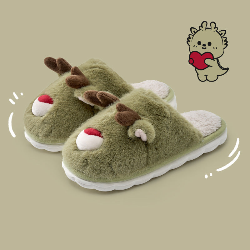 Cartoon Cotton Slippers Inner Velvet Insulated Cotton-padded Shoes