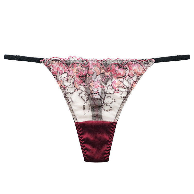Luxurious Silk Low Waist Sheer Lace Panties - Breathable & Elegant