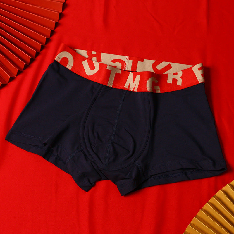 Herrunderkläder i ren bomull, festliga, klarröda boxershorts med medelhög midja