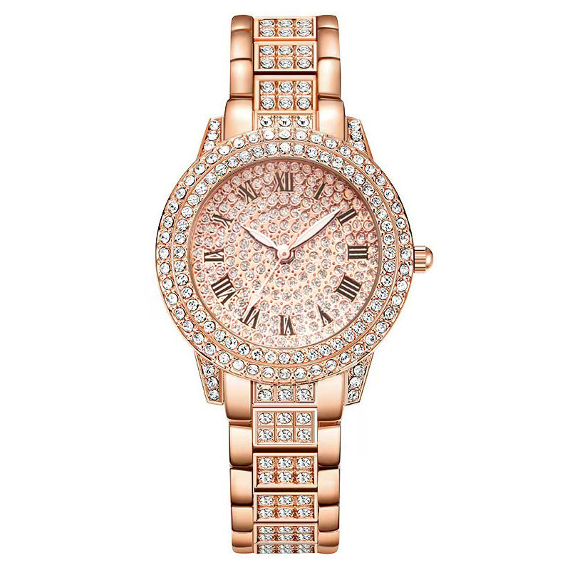 Women's Diamond Fashion Roman Quartz Watch - 5-Piece Set