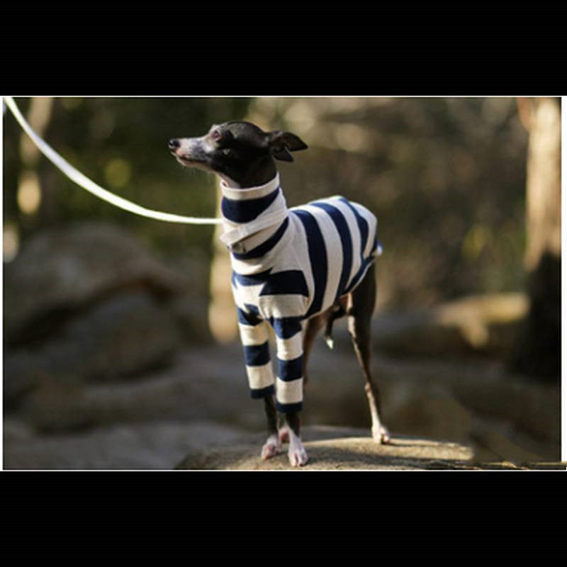 Vêtements pour animaux de compagnie rayés, confortables, à deux pattes, col haut, vêtements mignons pour chiens