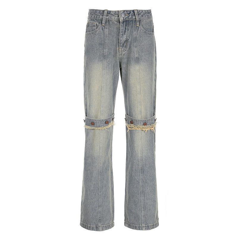Y2K Baggy Wide Leg Jeans - Vintage Streetwear Washed Denim