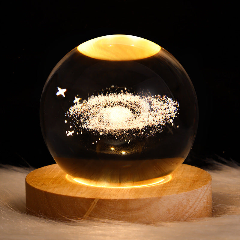 LED Nattljus Galaxy Crystal Ball Bordslampa 3D Planet Moon Lamp Sovrum Heminredning För Barn Fest Barn Födelsedagspresenter