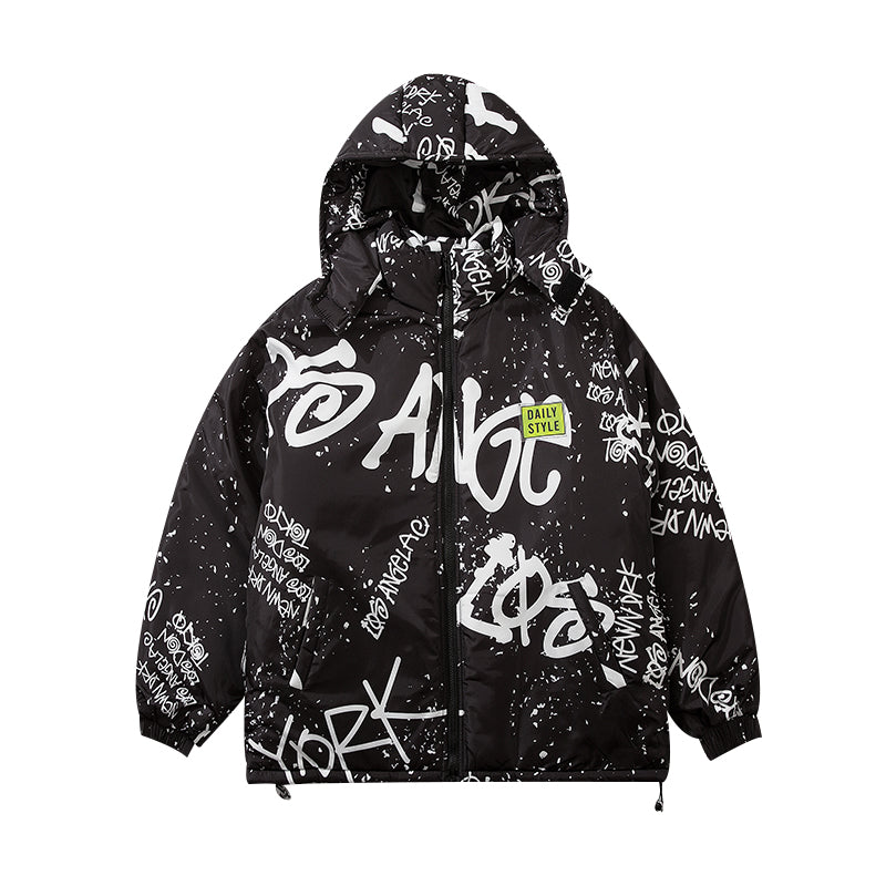 Hiver Splash Ink Graffiti veste rembourrée hommes épaissir