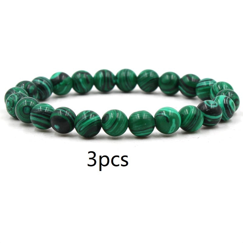 Mattsvart matt sten malakit par armband armband