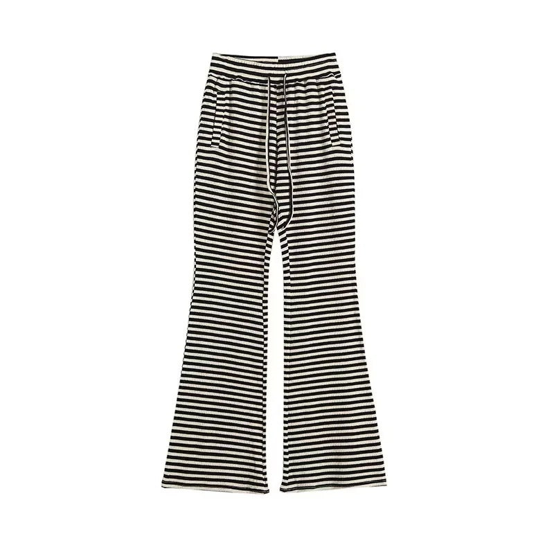 Pantalon cloche à rayures de couleur contrastée