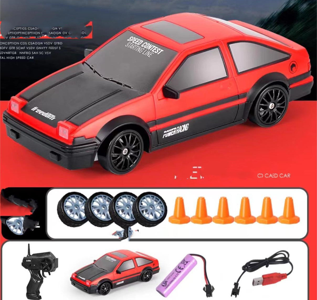 2.4G Drift Rc Bil 4WD RC Drift Billeksak Fjärrkontroll GTR Modell AE86 Fordon Bil RC Racing Billeksak För Barn Julklappar