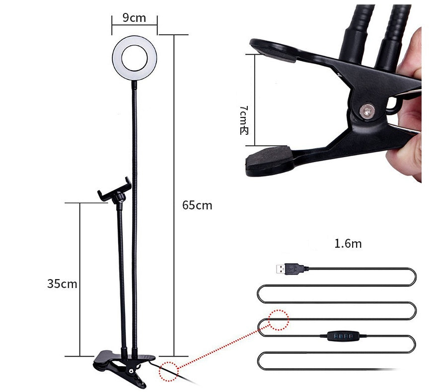 Anneau de selfie LED pour trépied, lumière fixe, 8cm, statique