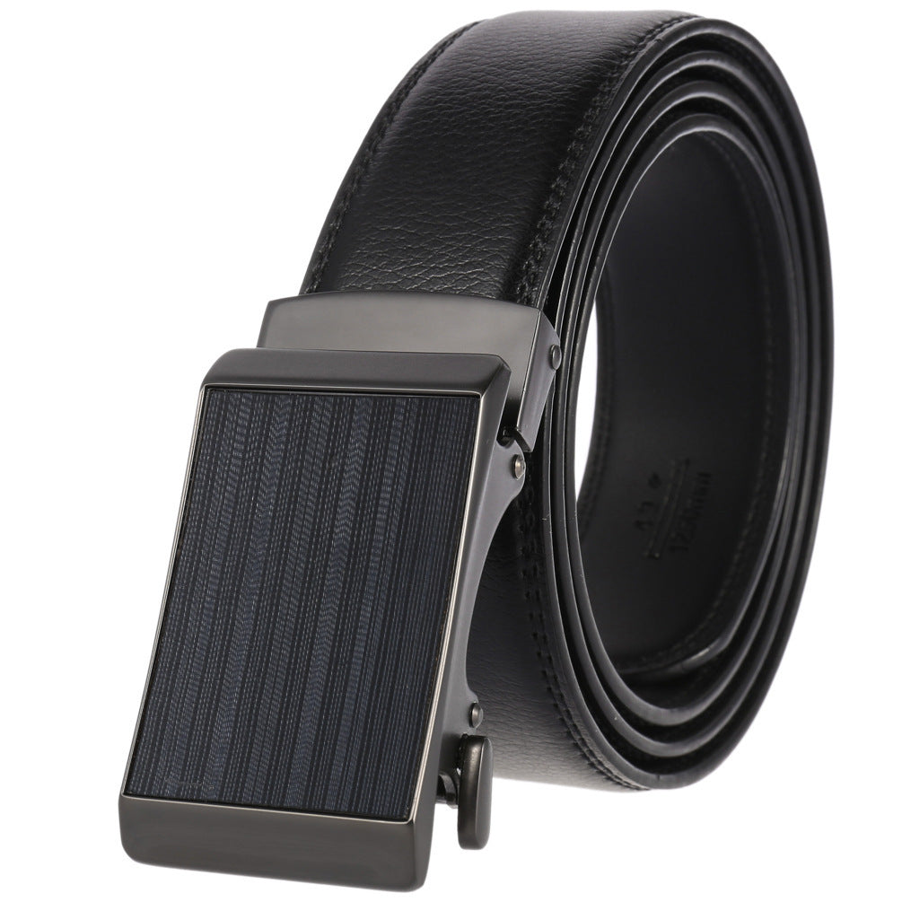 Men's Cowhide Alloy Automatic Buckle Business Casual Pant Belt - Effortless Professional