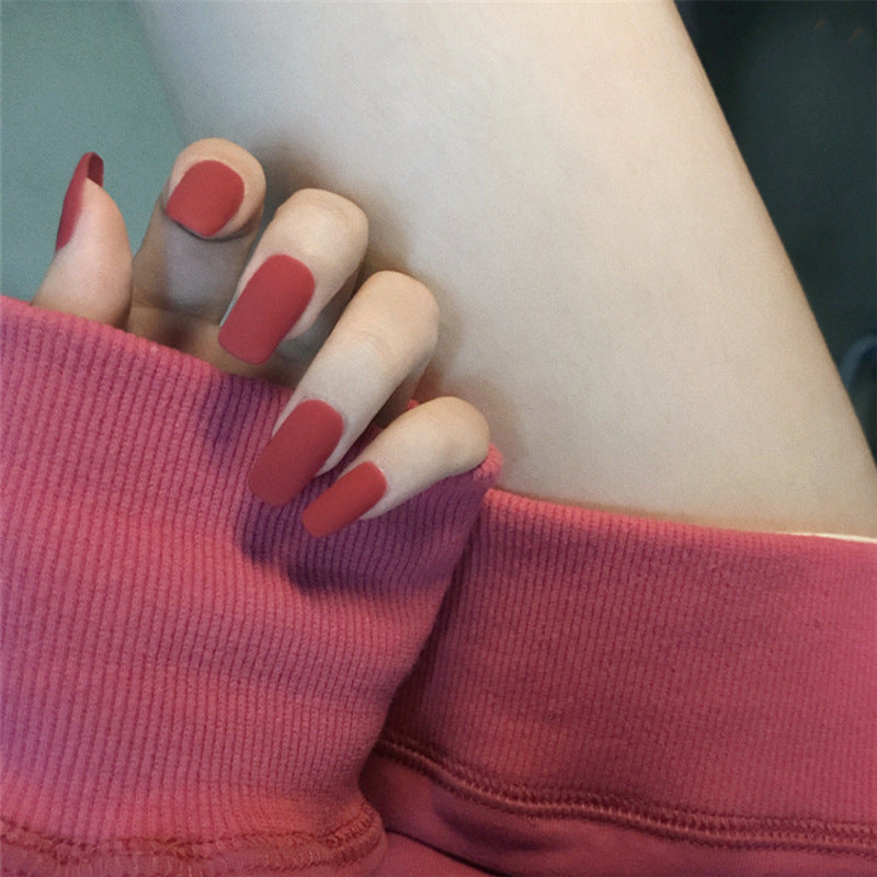 Matte Red Press-On Nails - 256 Medium Length | 24 Pieces 27g Professional