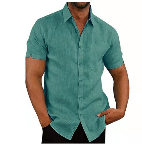 Herr Kortärmade Sommar Enfärgade Skjortor Casual Lösa Toppar T-shirt