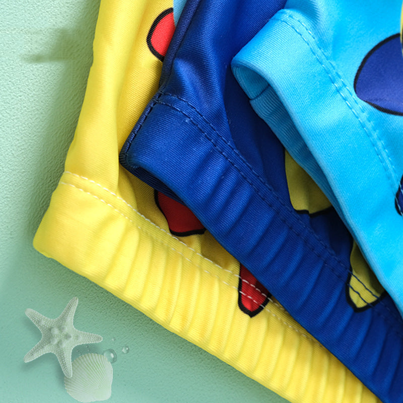 Maillot de bain mignon dessin animé pour grands enfants, short imprimé
