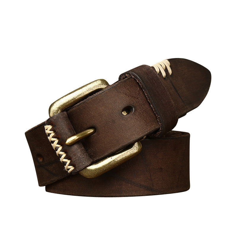 Men's Handmade Retro First Layer Cow Leather Belt - Artisan Distinction