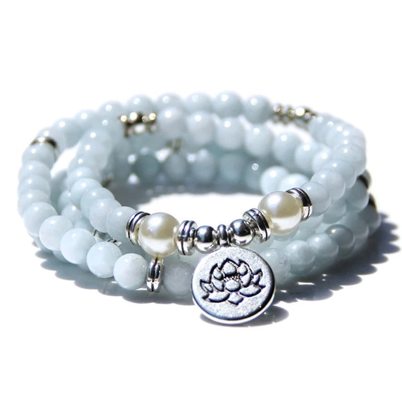 Amazon Stone Tiger Eye Stone Armband Halsband 108 Buddha Beads Lotus Armband