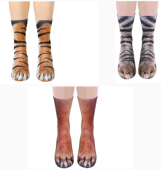 3D Djurtassstrumpor Söta kattklostrumpor Unisex långa strumpor