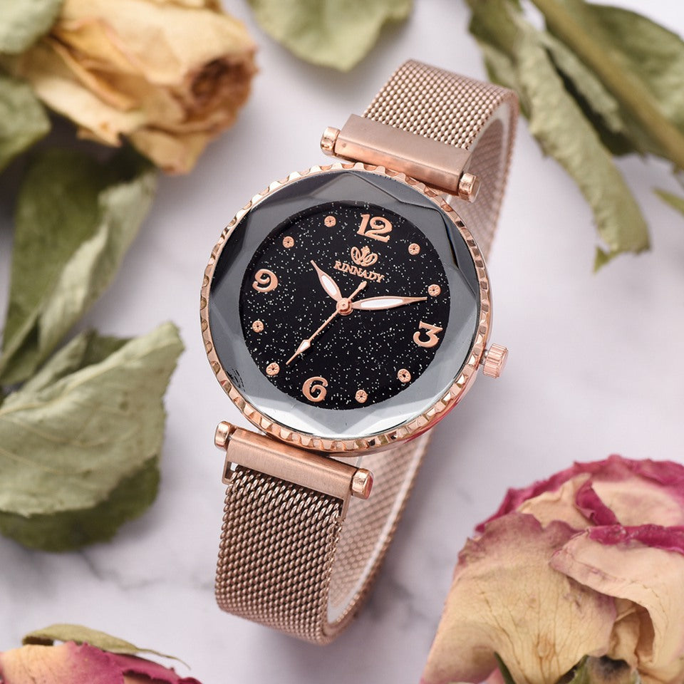 Montres ciel étoilé pour femmes, boucle magnétique, Bracelet à la mode, chiffres romains, horloge Simple, cadeau