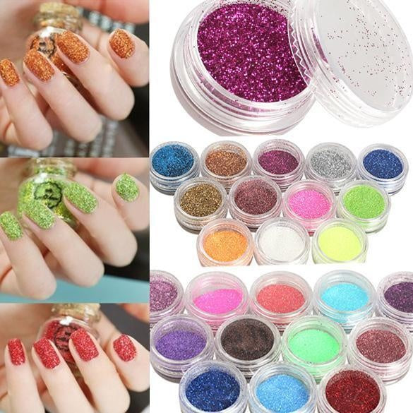 24-Color 3D Nail Glitter Set - 128.5g Professional | 17.2x11.5x1.5cm Case