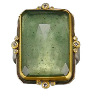 French Retro Fashion Square Natural Stone Crystal Ring