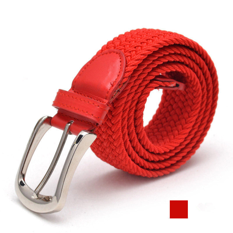 Unisex Braided Elasticated Stretch Canvas Student Belt - Flexible Comfort