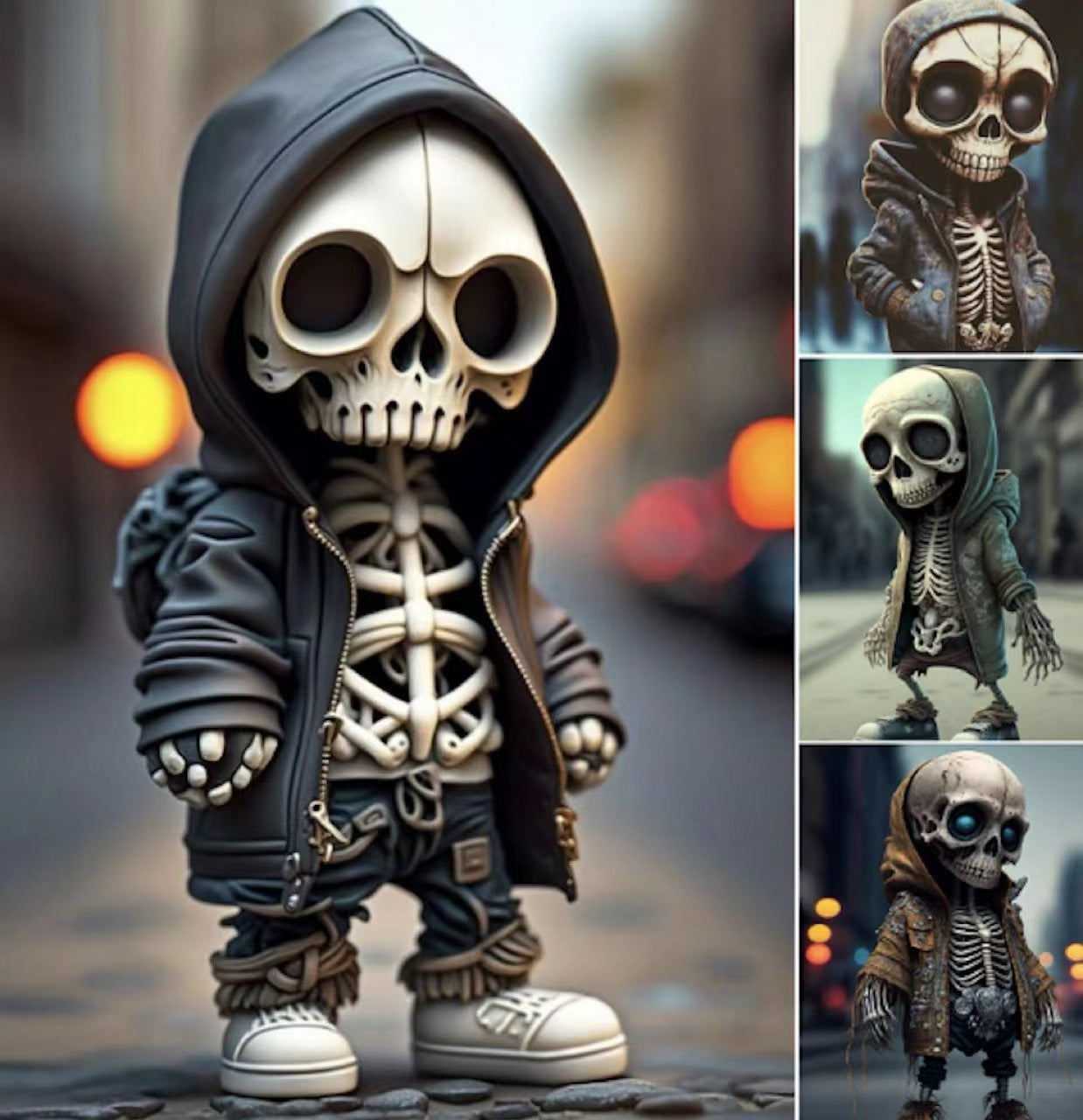 Figurines de squelette Cool d'halloween, poupée squelette d'halloween, ornement en résine, décoration de maison