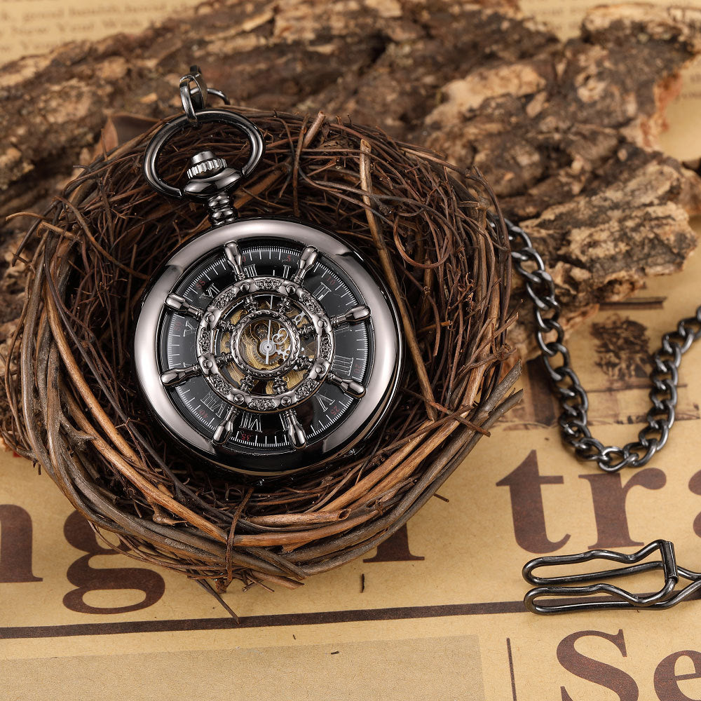 Round Carved Digital Lace Mechanical Pocket Watch - Intricate Traditional Modern Elegant Precise Fine Watchmaking